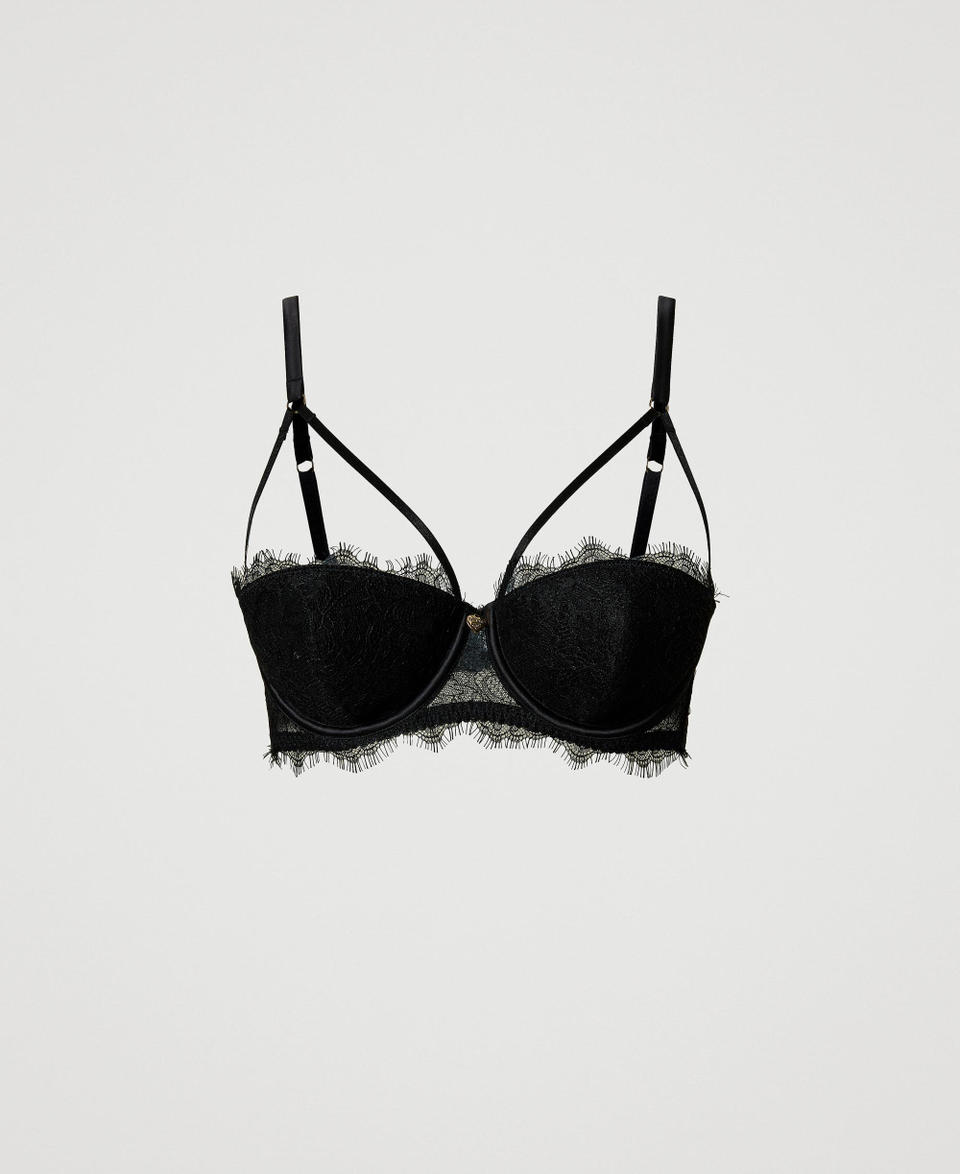 Twin Set Reggiseno A Balconcino In Pizzo E Raso