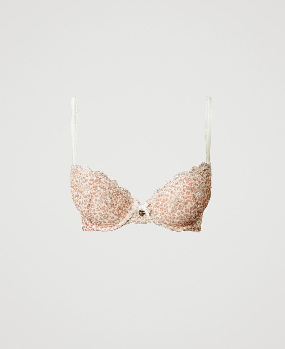 Twin Set Reggiseno Push-up In Tulle Animalier