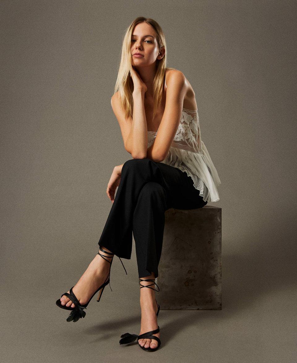 Twin Set Sandali con lacci e piume