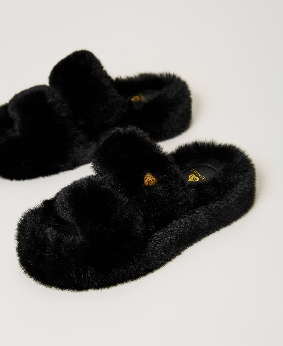 Twin Set Sandali Slide In Faux Fur