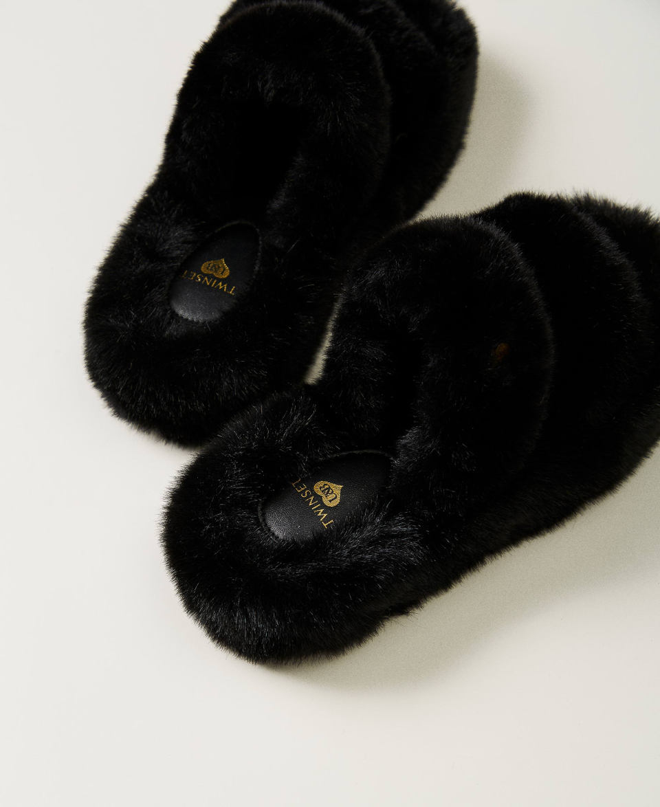 Twin Set Sandali Slide In Faux Fur