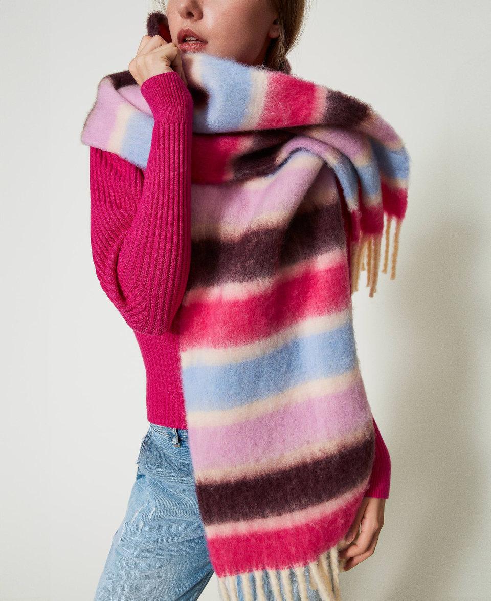 Twin Set Sciarpa A Righe Multicolor Con Frange