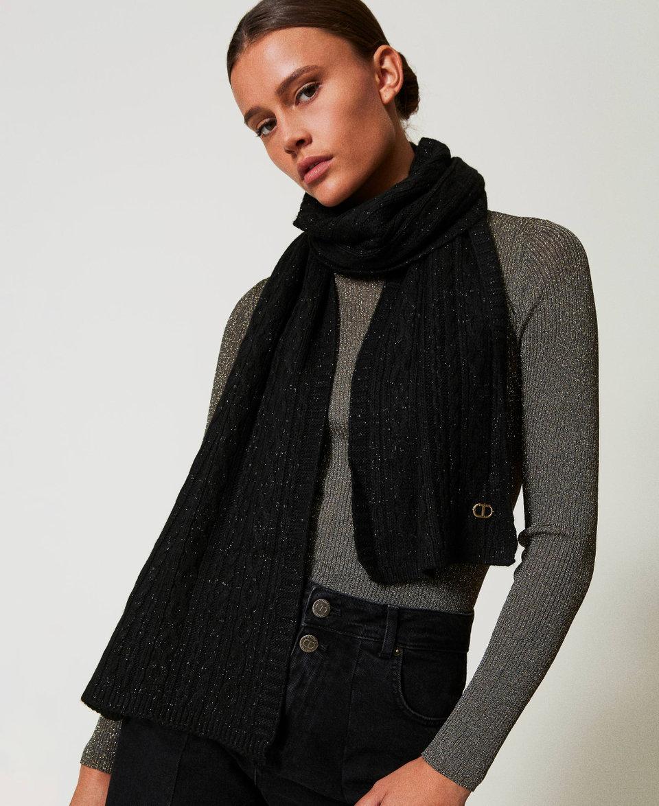 Twin Set Sciarpa In Maglia Con Lurex A Trecce