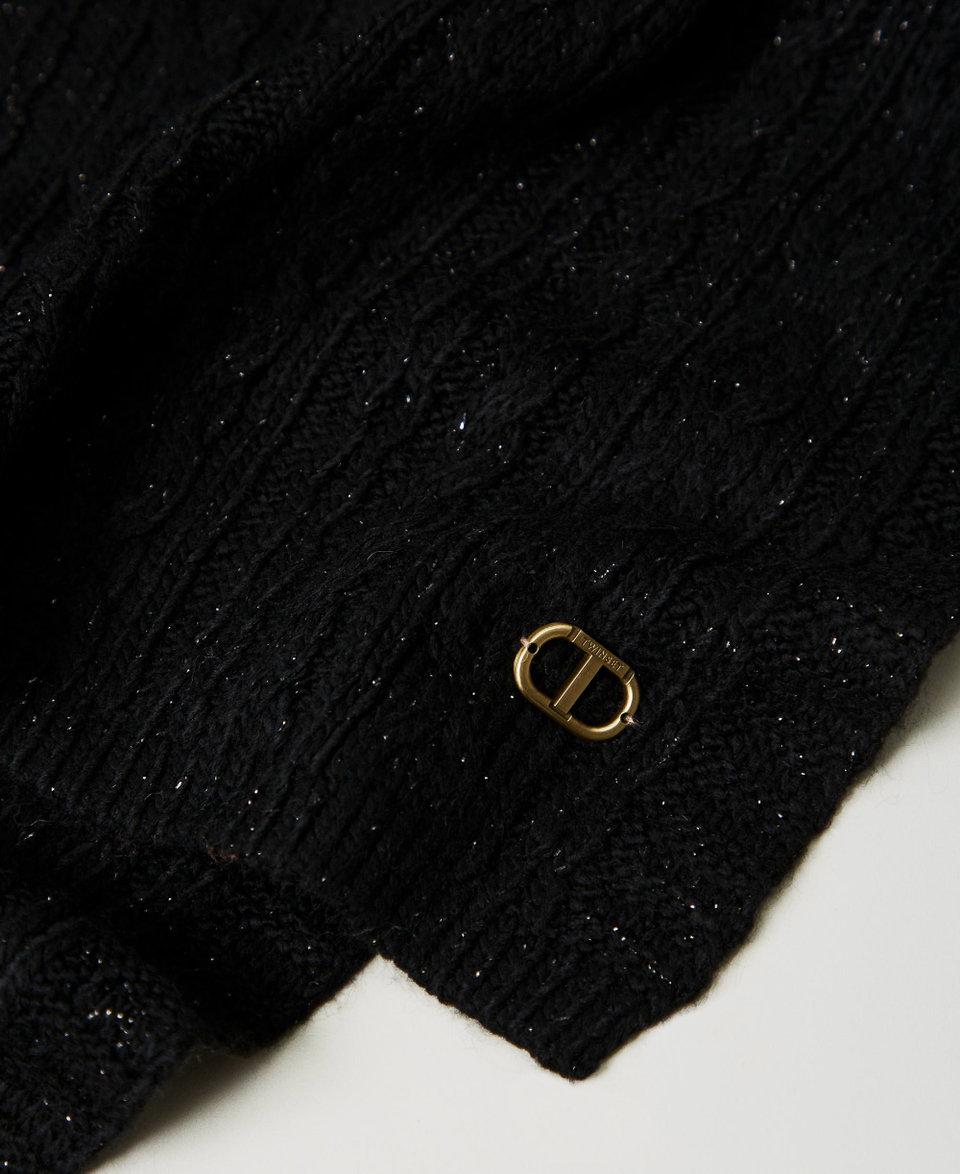 Twin Set Sciarpa In Maglia Con Lurex A Trecce