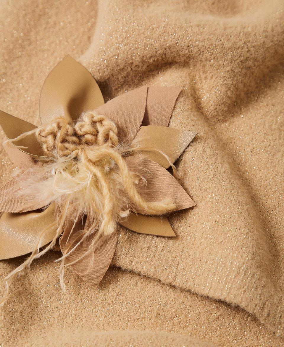 Twin Set Sciarpa In Maglia Con Spilla A Fiore