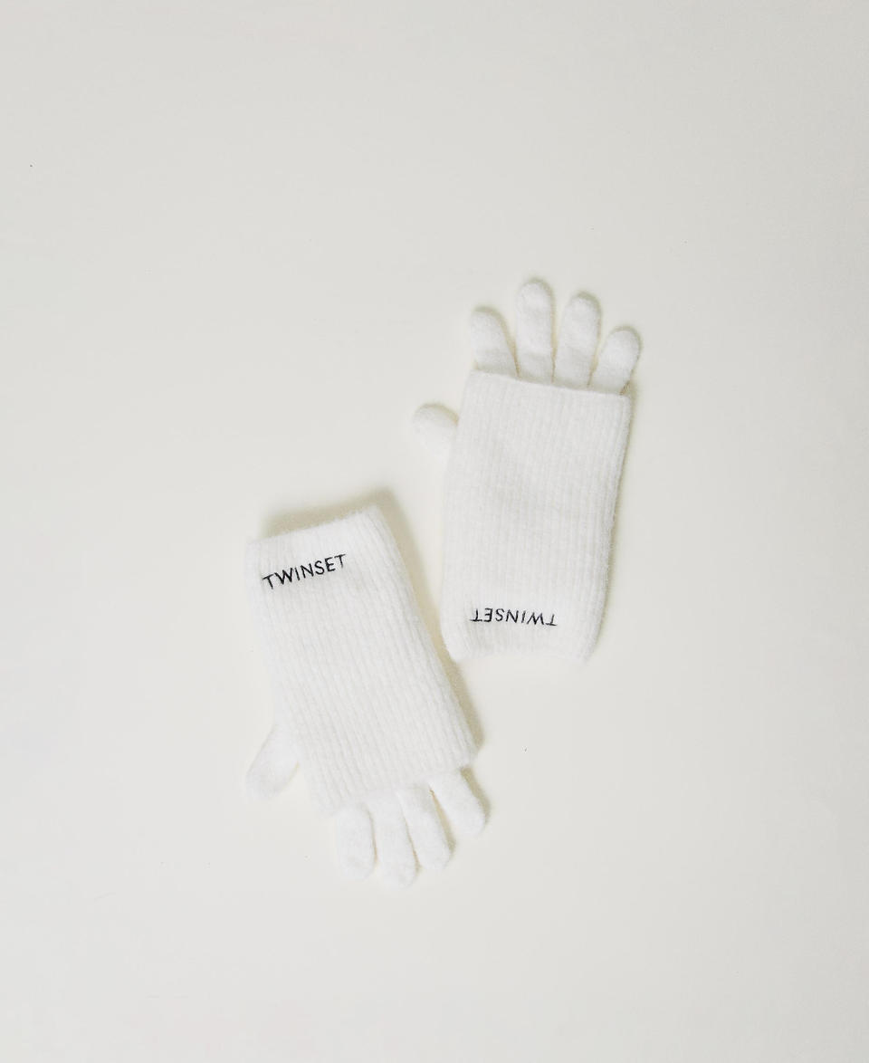 Twin Set Set guanti in maglia con ricamo logo