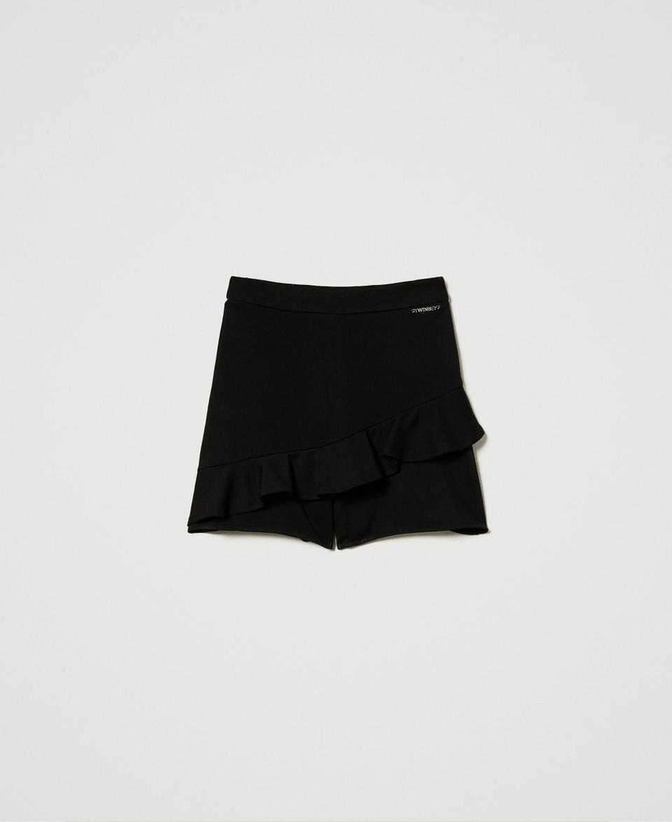 Twin Set Shorts Con Volant E Logo