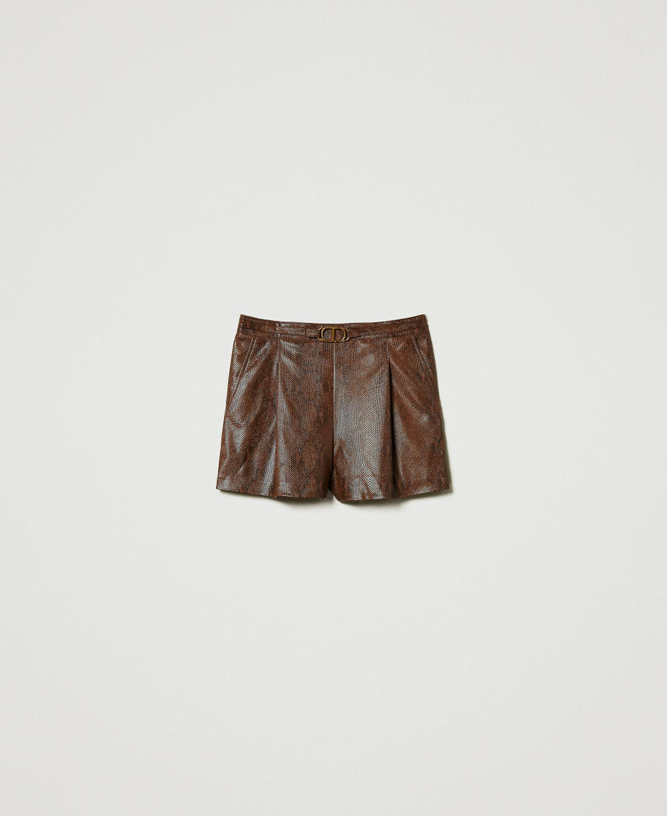 Twin Set Shorts Effetto Pelle Lizard