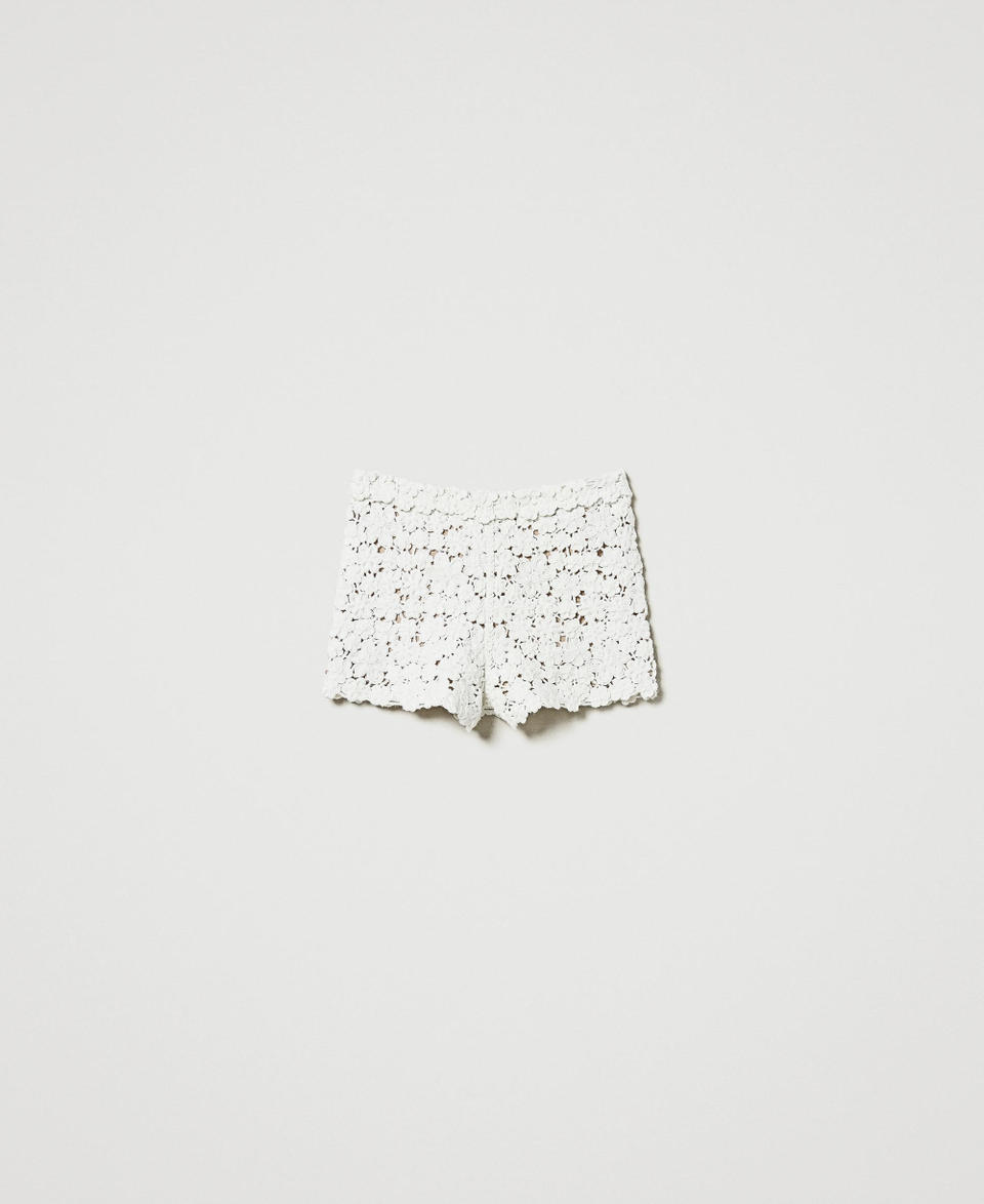 Twin Set Shorts In Maglia Misto Lana Con Ricamo