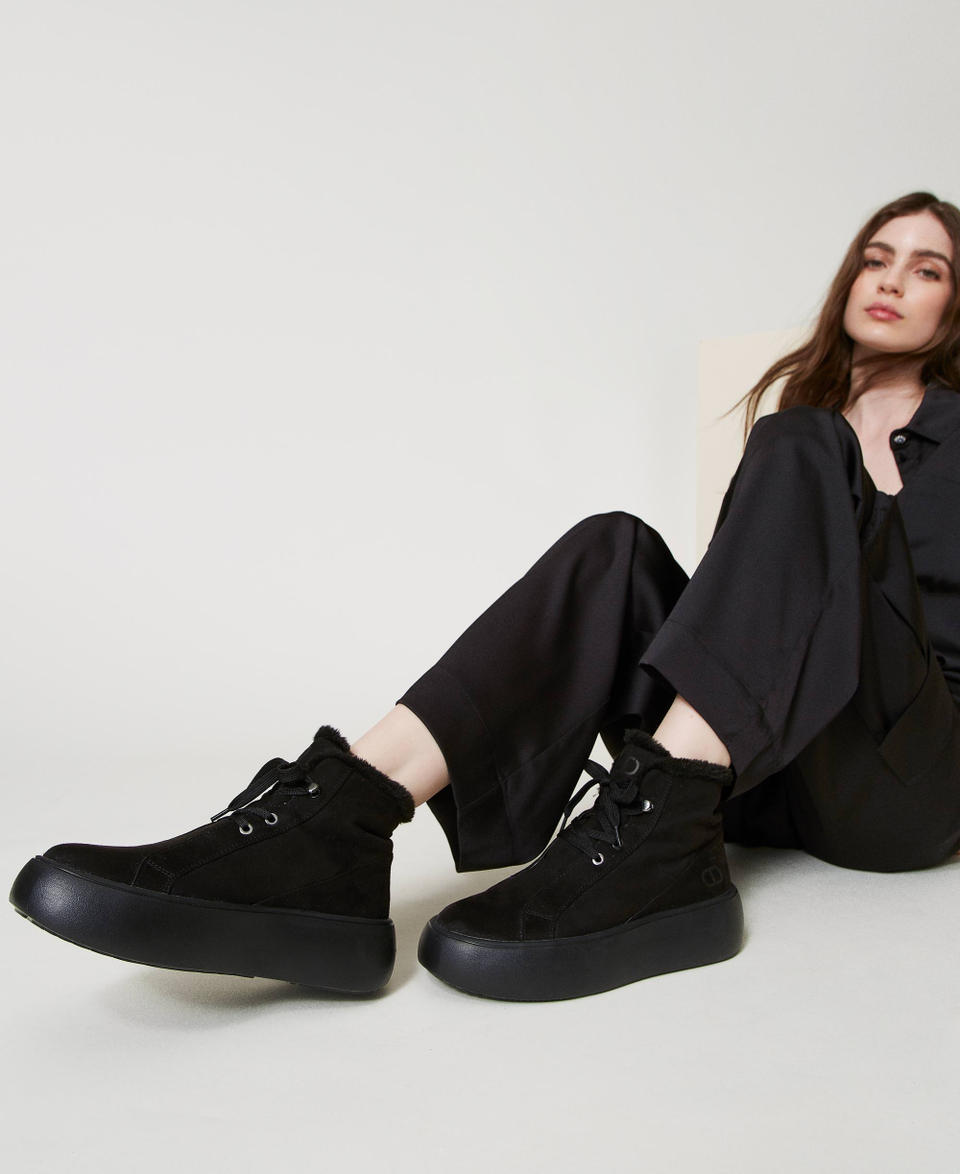 Twin Set Sneakers Alta Con Faux Fur