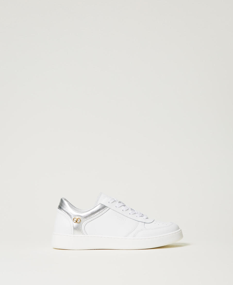 Twin Set Sneakers in pelle con inserti laminati