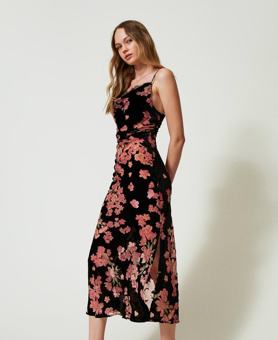 Twin Set Sottoveste In Velluto Dévoré A Fiori