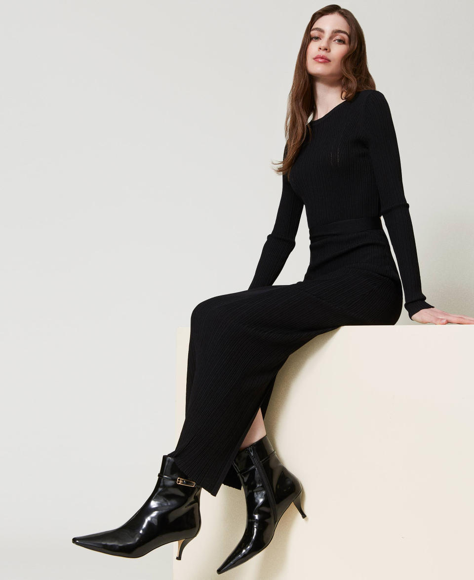 Twin Set Stivaletti In Vernice Con Cinturino