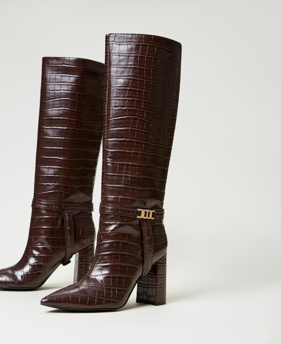 Twin Set Stivali Alti Con Stampa Cocco