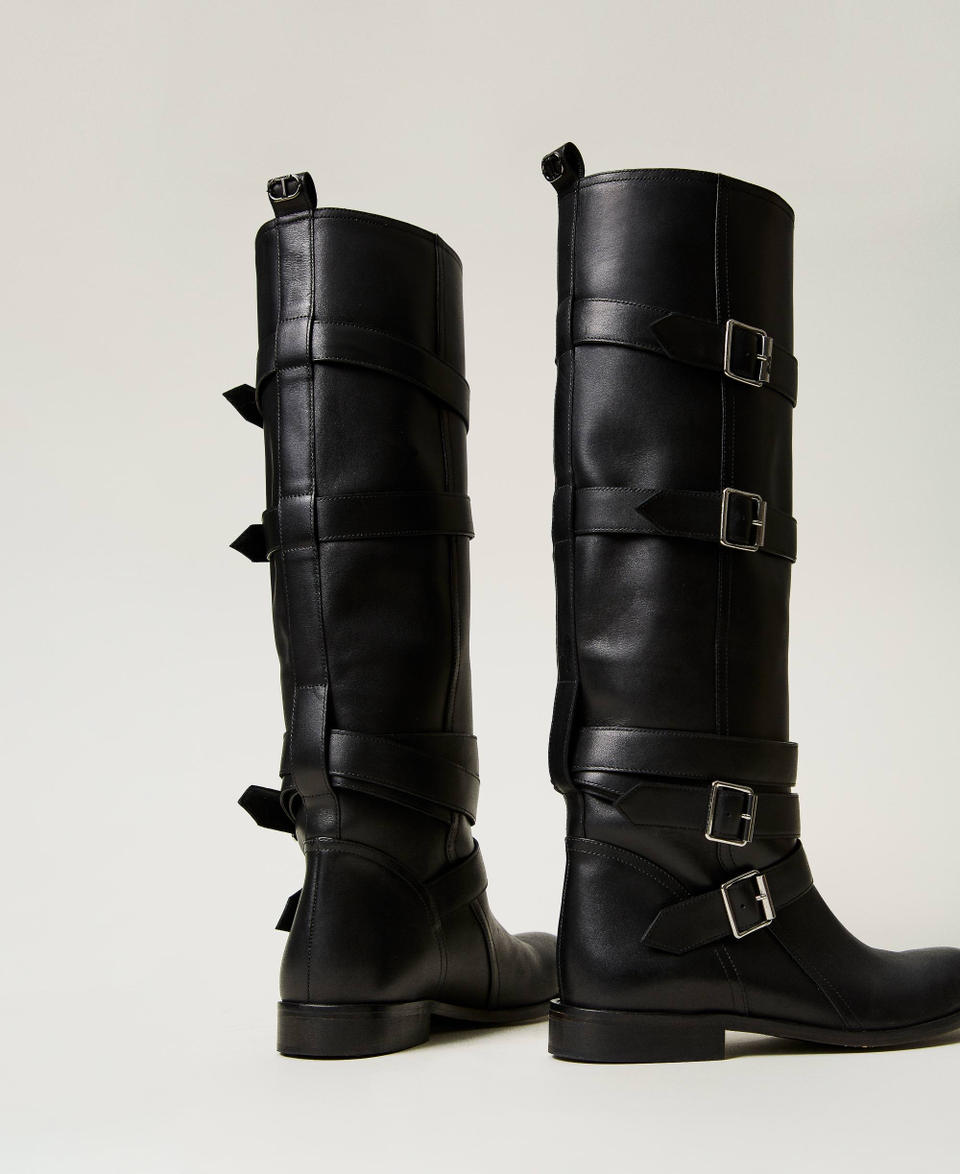 Twin Set Stivali In Pelle Con Cinturini