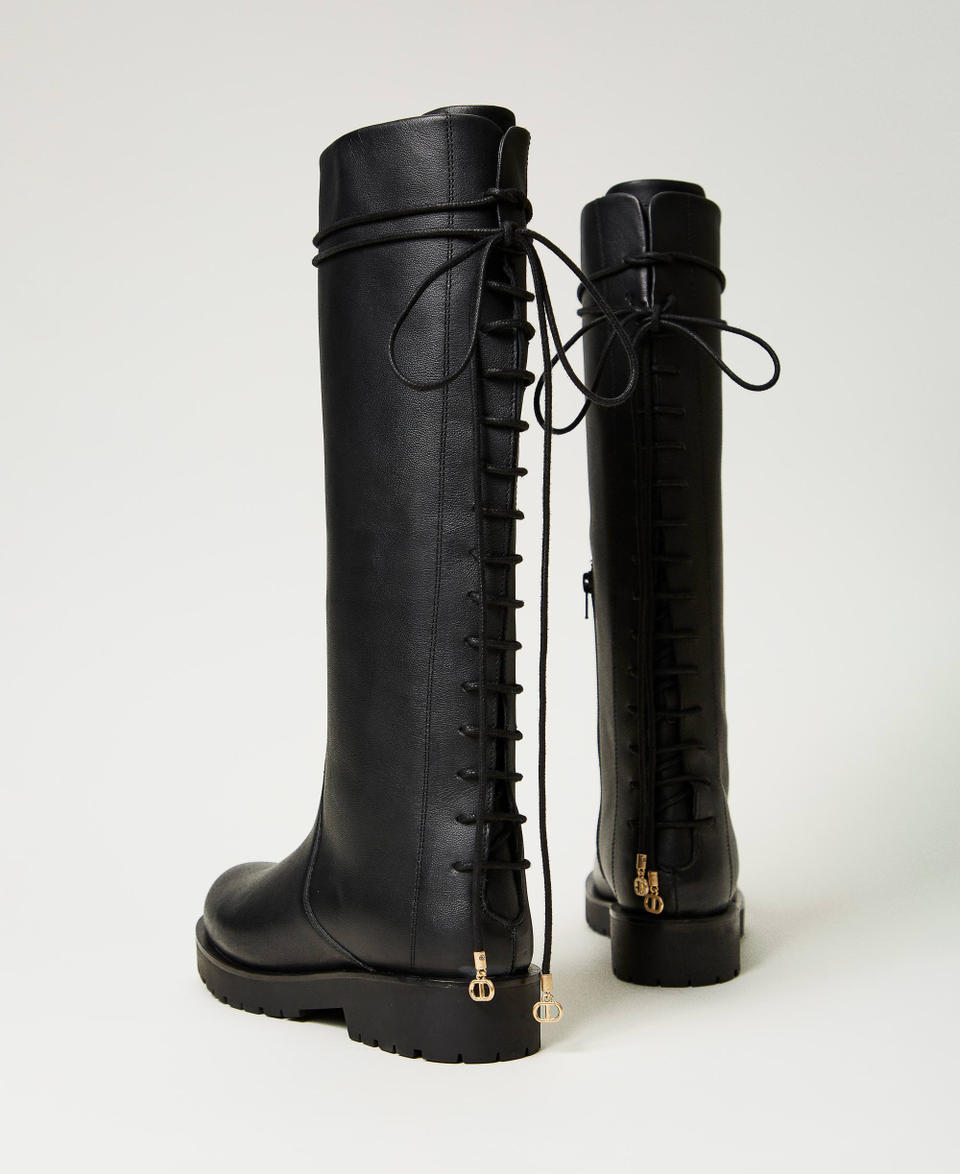 Twin Set Stivali In Pelle Stringati