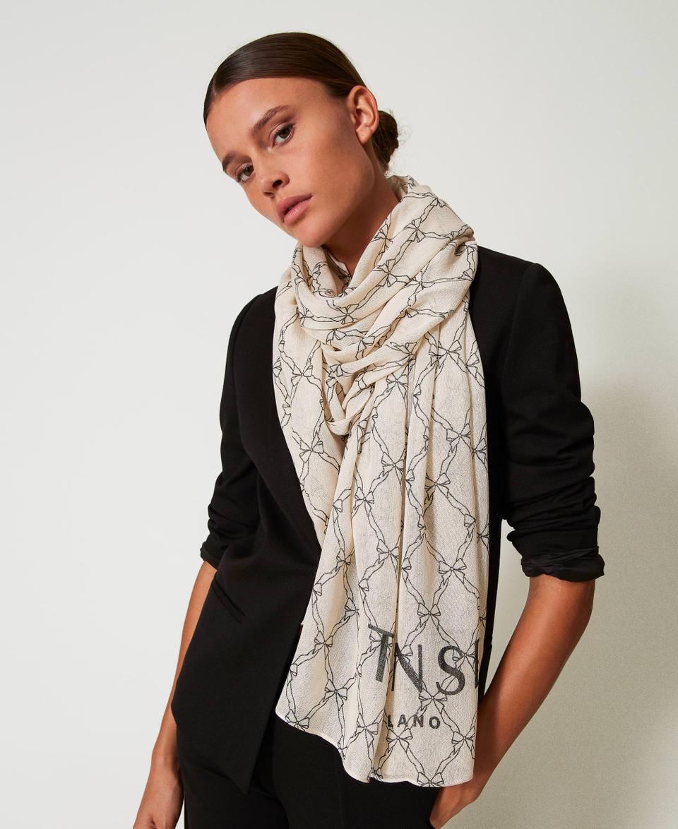 Twin Set Stola Con Stampa Fiocchi E Logo