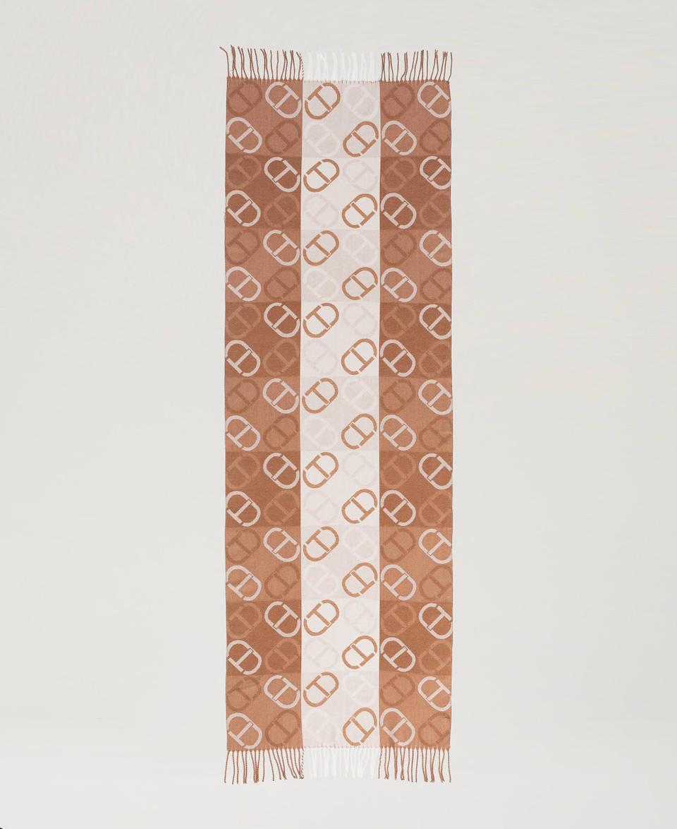 Twin Set Stola In Panno Jacquard Con Oval T