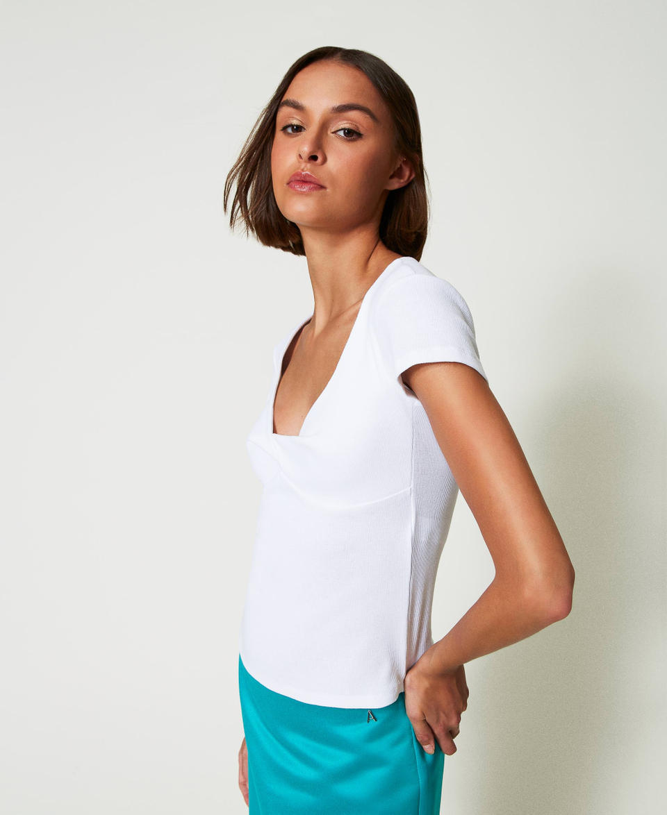 Twin Set T-shirt A Costine Con Nodo