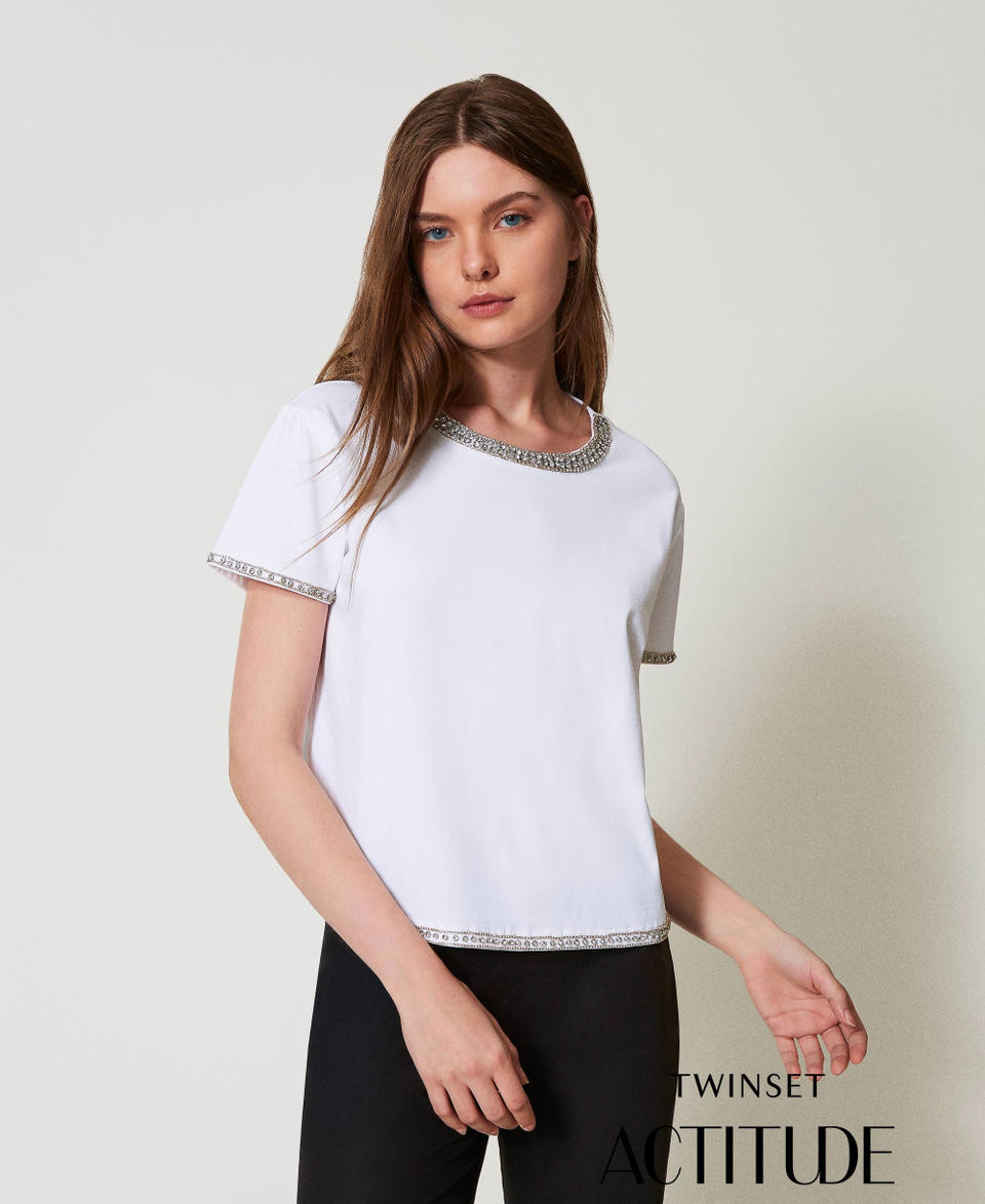 Twin Set T-shirt Boxy Con Ricamo A Mano