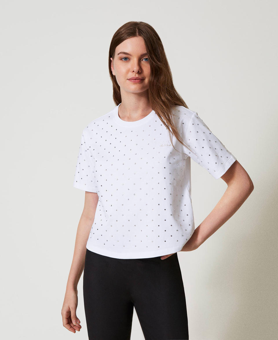 Twin Set T-shirt Boxy Con Strass