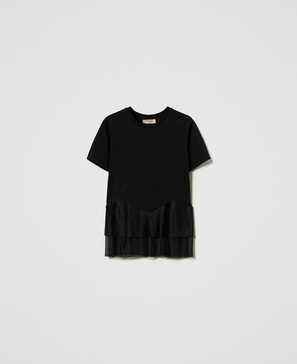 Twin Set T-shirt Con Balze In Tulle