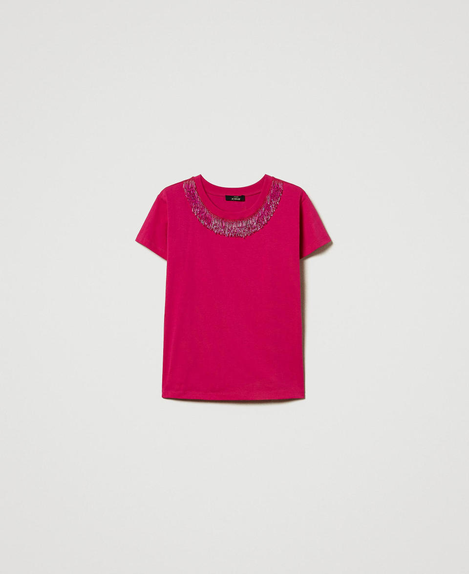 Twin Set T-shirt Con Frange Ricamate