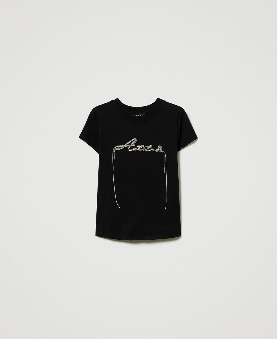 Twin Set T-shirt Con Logo E Strass