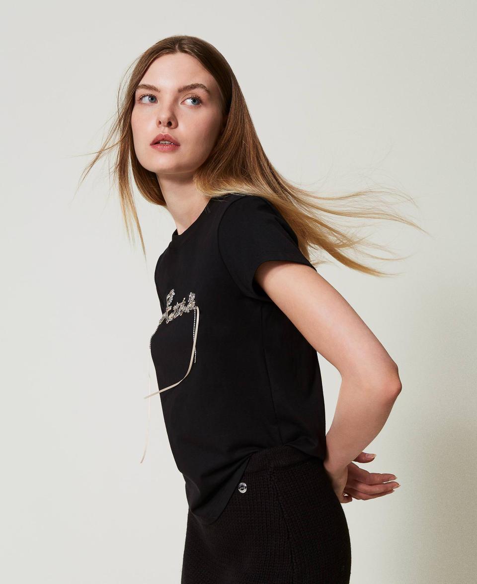 Twin Set T-shirt Con Logo E Strass