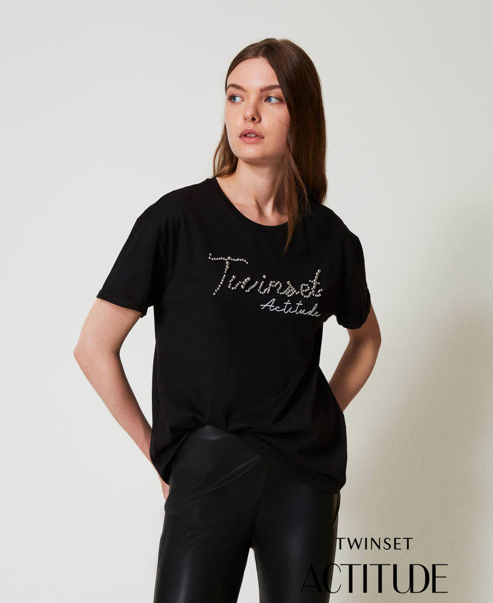 Twin Set T-shirt con logo lurex
