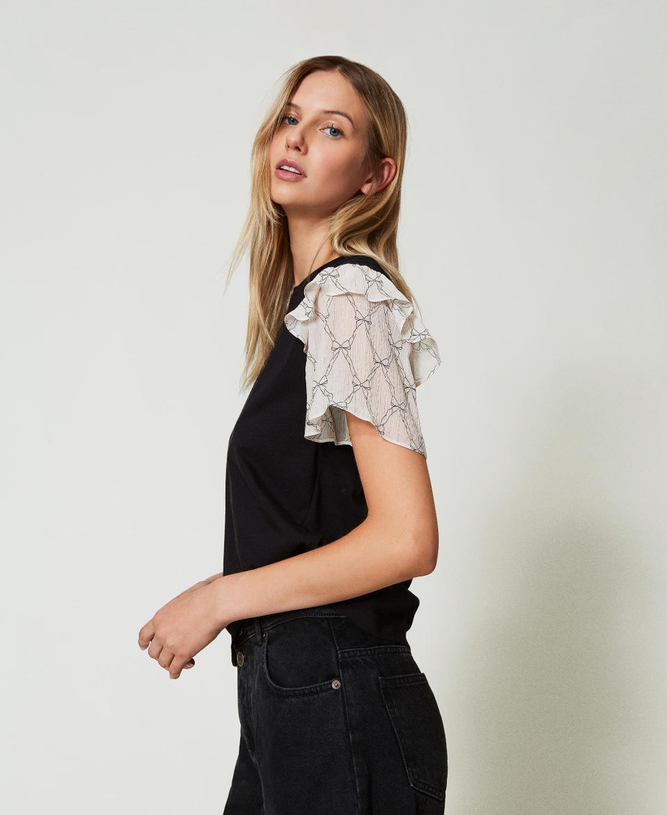 Twin Set T-shirt Con Maniche In Creponne