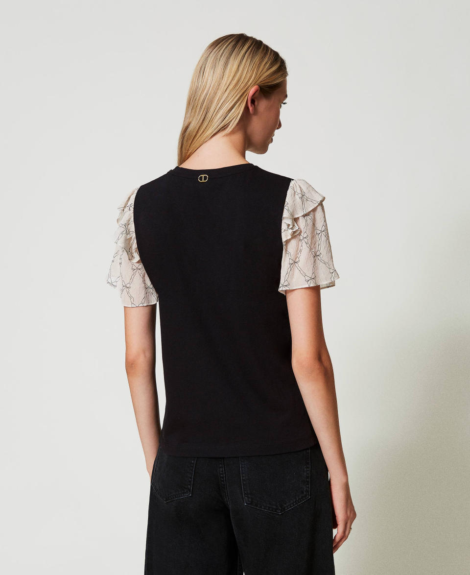 Twin Set T-shirt Con Maniche In Creponne