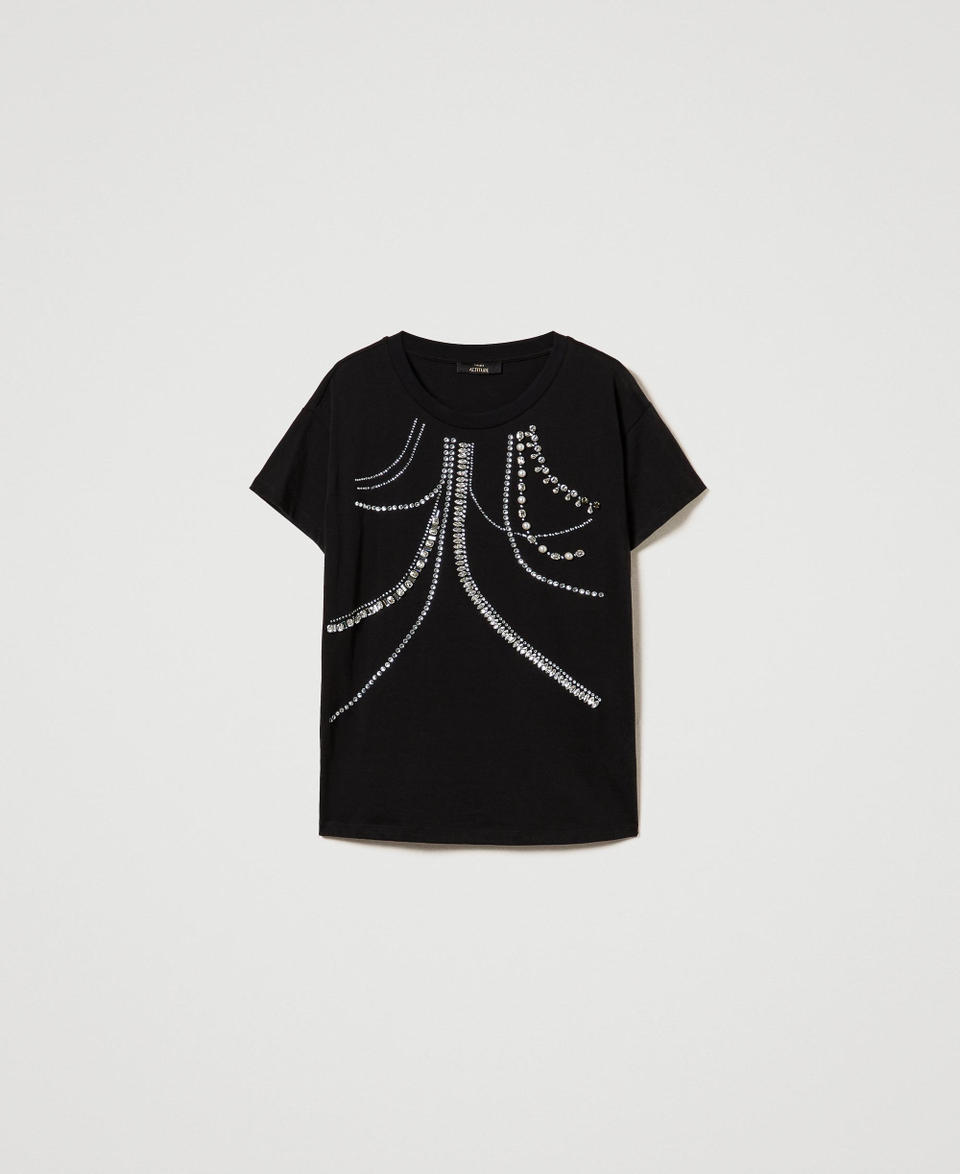 Twin Set T-shirt Con Ricami E Perle