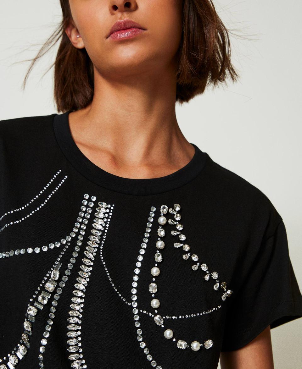 Twin Set T-shirt Con Ricami E Perle