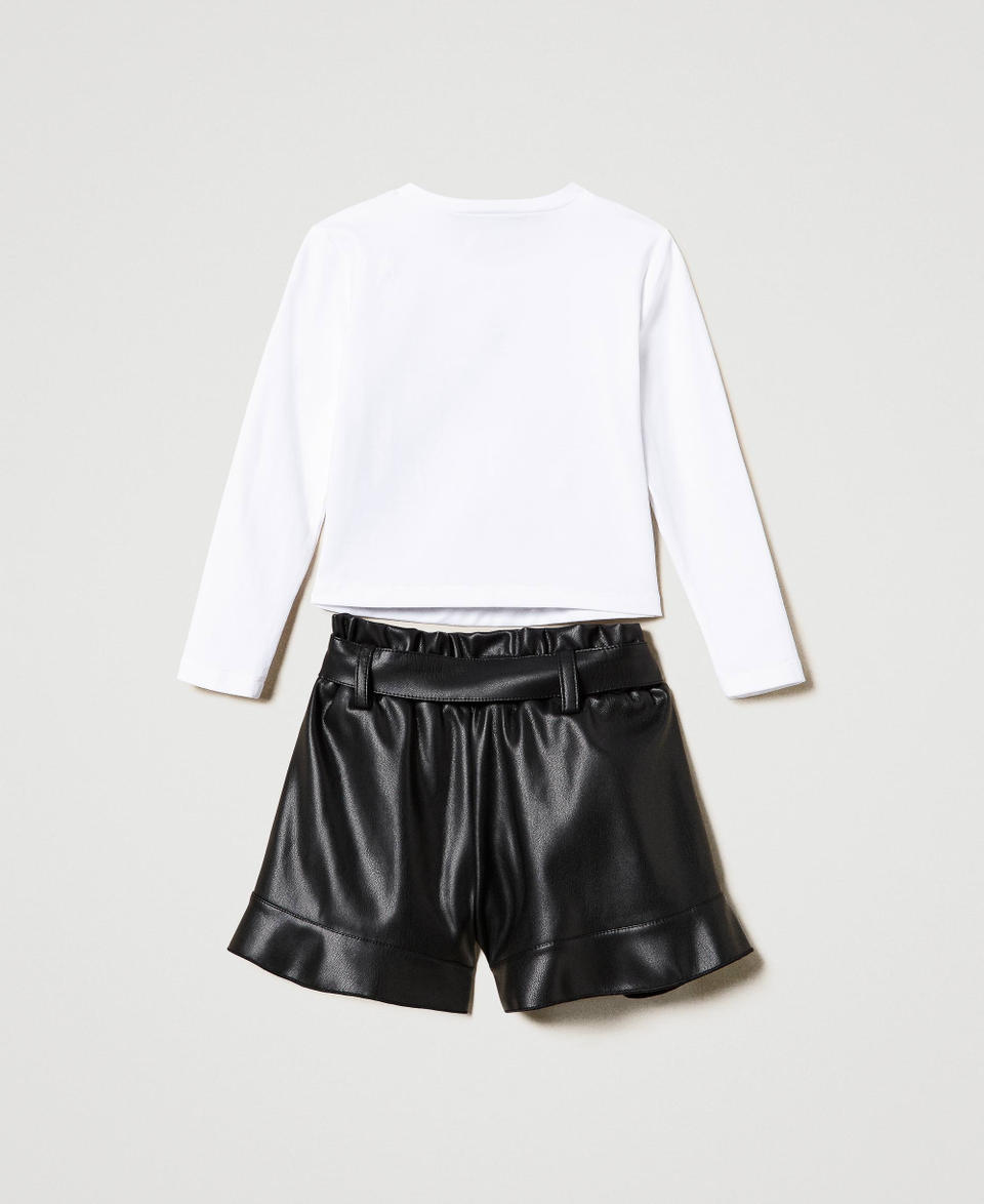 Twin Set T-shirt Con Stampa E Shorts Con Volant