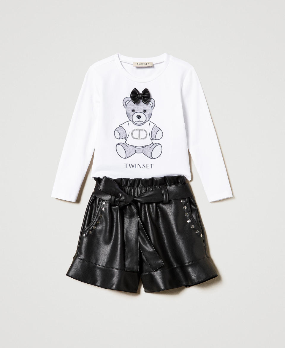 Twin Set T-shirt con stampa e shorts con volant