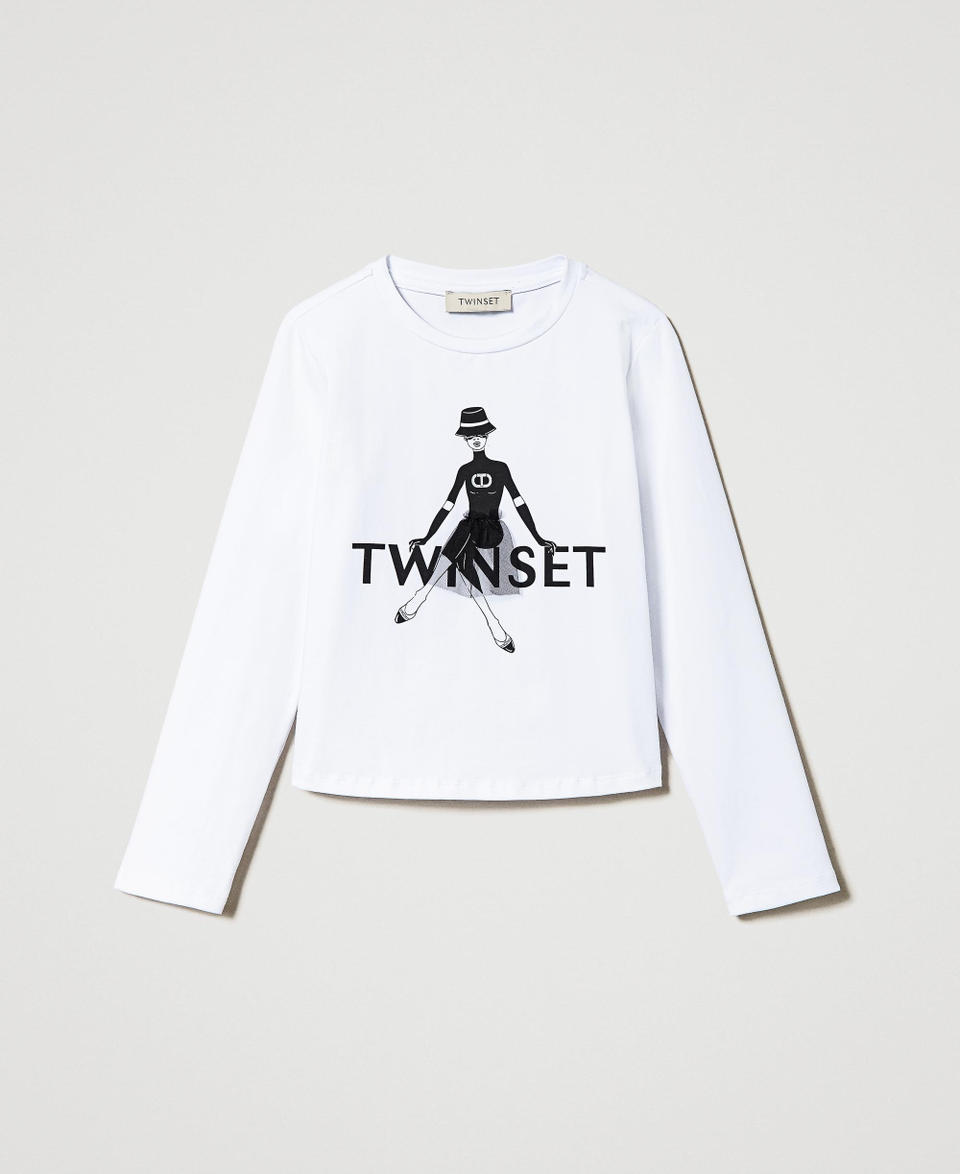 Twin Set T-shirt Con Stampa Logo E Glitter