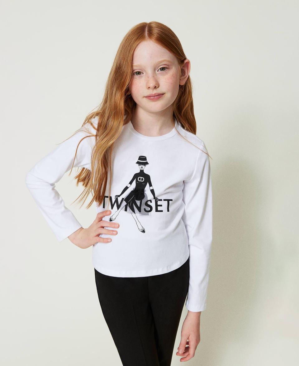 Twin Set T-shirt con stampa logo e glitter