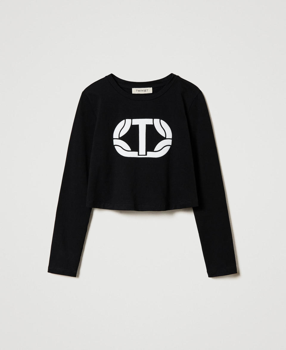 Twin Set T-shirt Cropped Con Logo Gommato