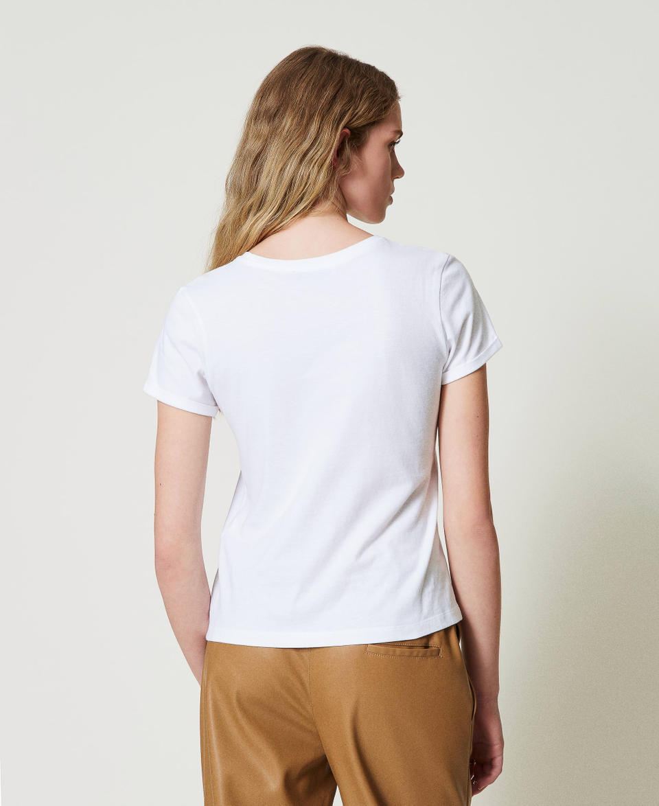 Twin Set T-shirt Fitted Con Spilla Crochet