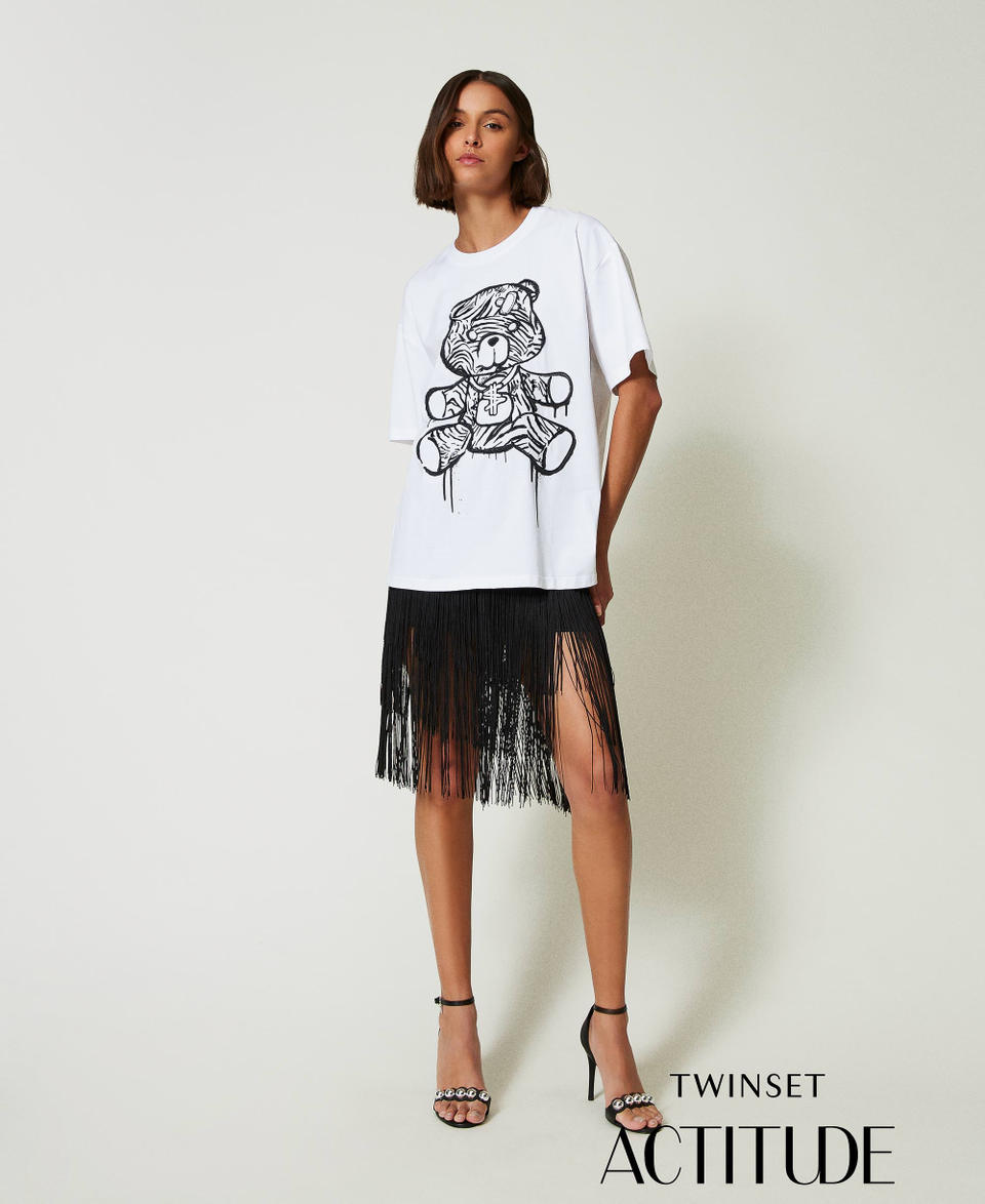 Twin Set T-shirt over MYFO con stampa e ricamo