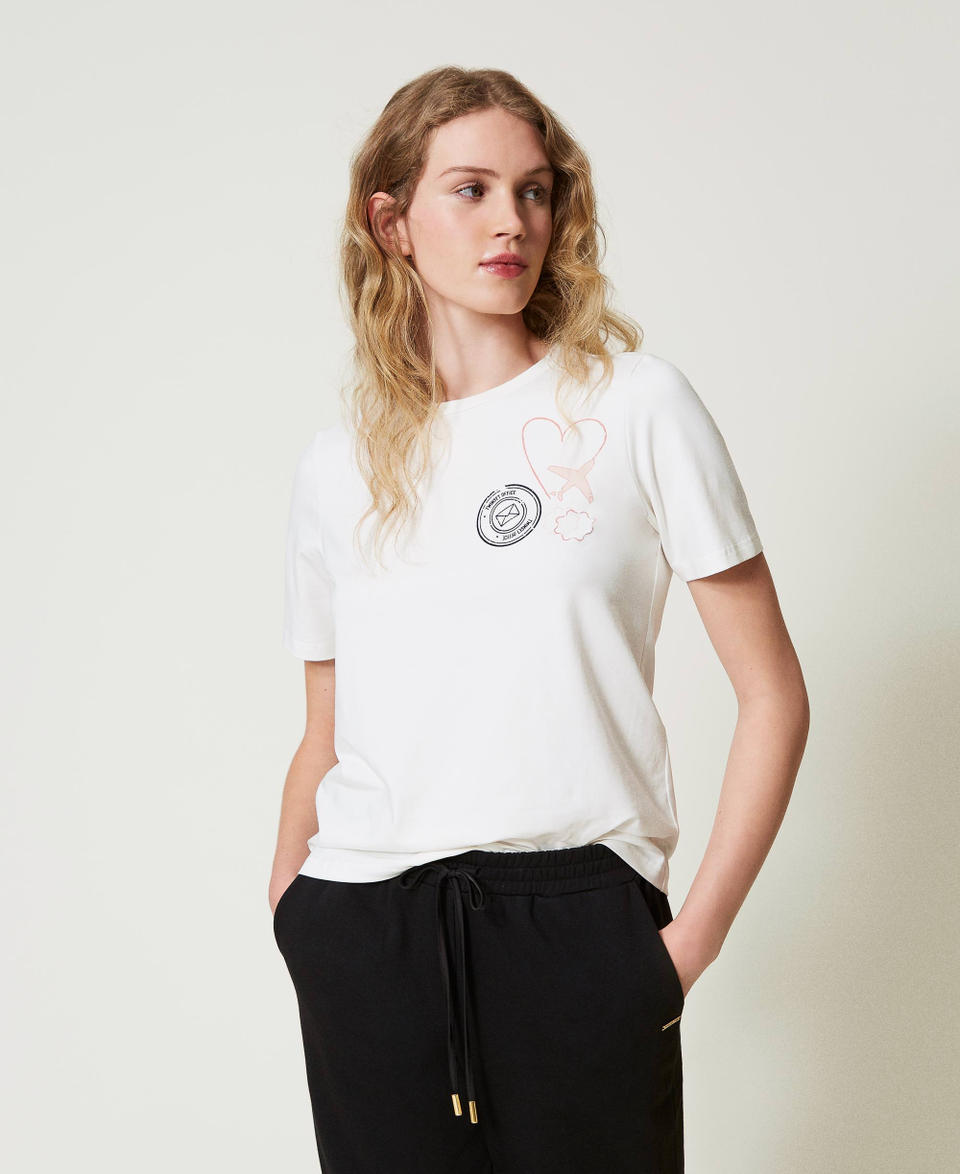 Twin Set T-shirt Regular Con Stampa Glitter