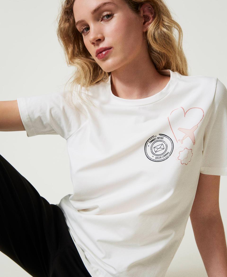 Twin Set T-shirt regular con stampa glitter