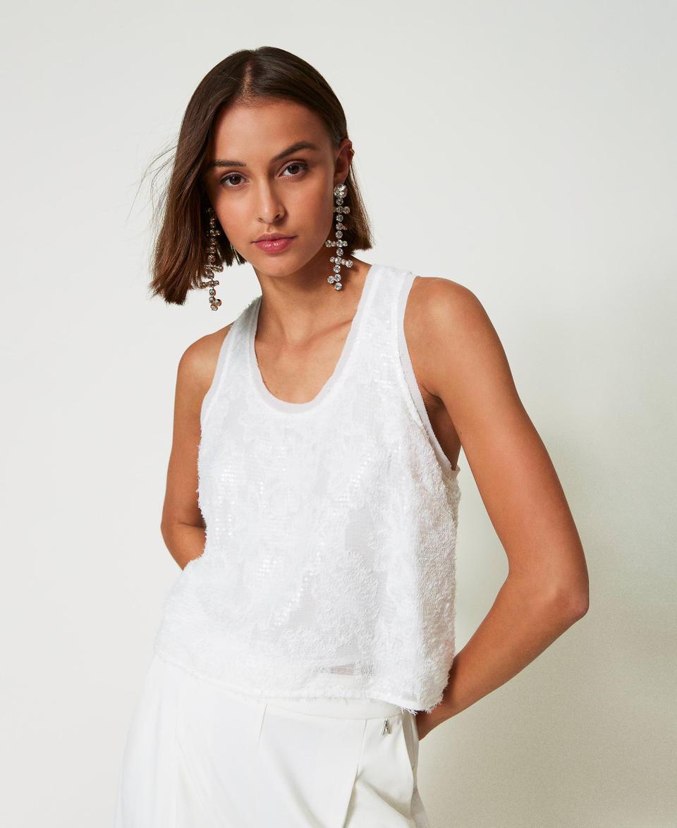 Twin Set Top A Canotta In Full Paillettes