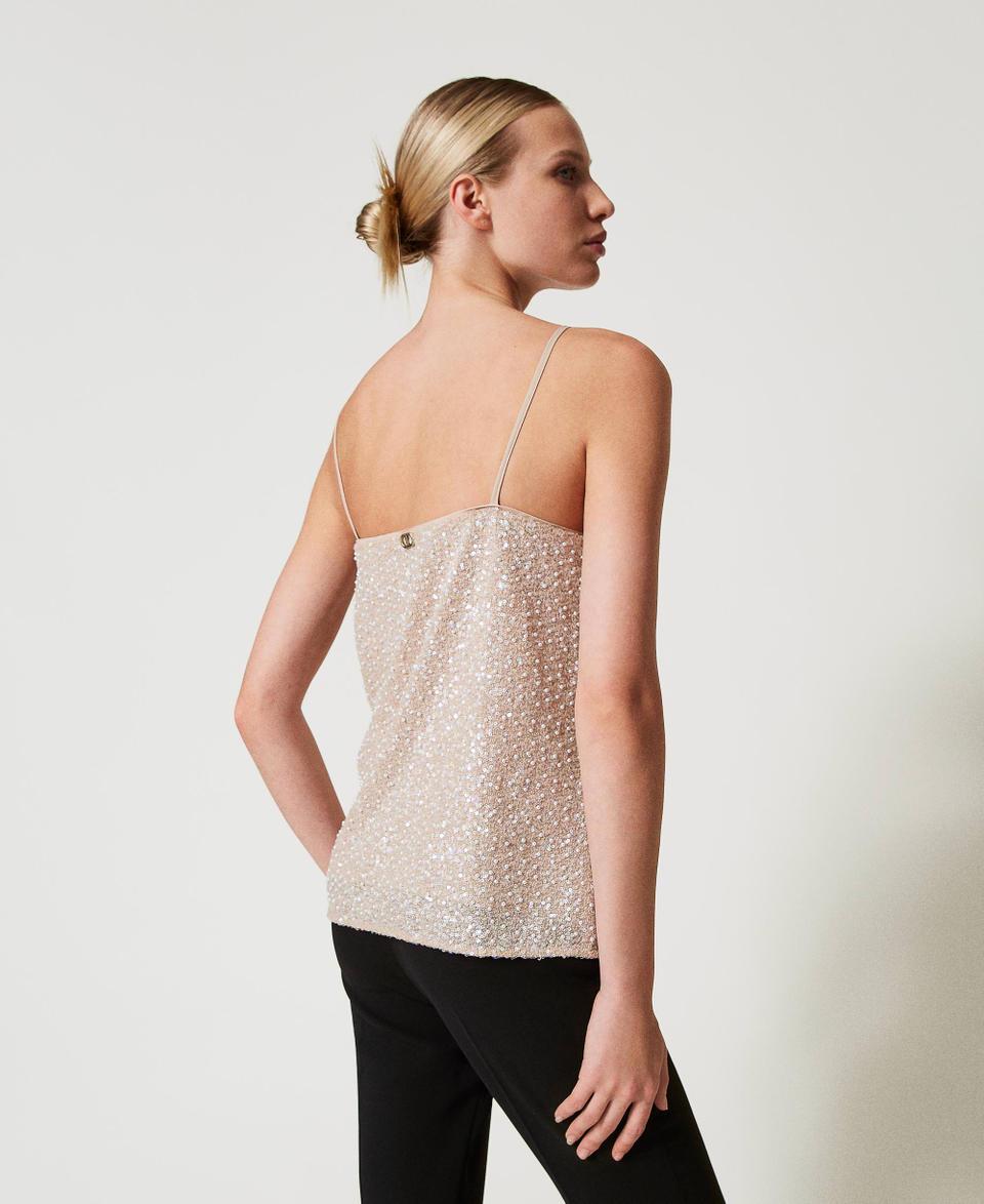 Twin Set Top Con Paillettes E Perle