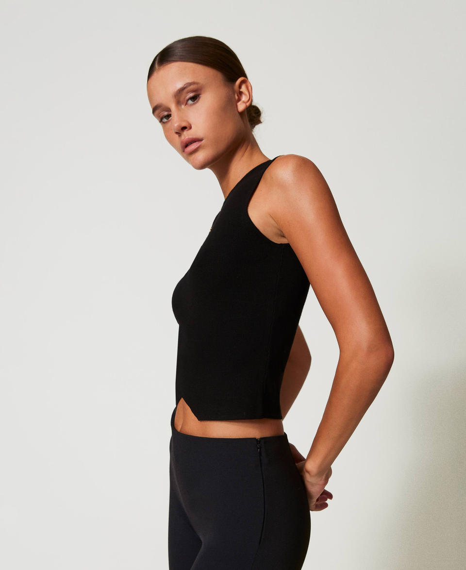 Twin Set Top Doppio Uso In Maglia Con Oval T