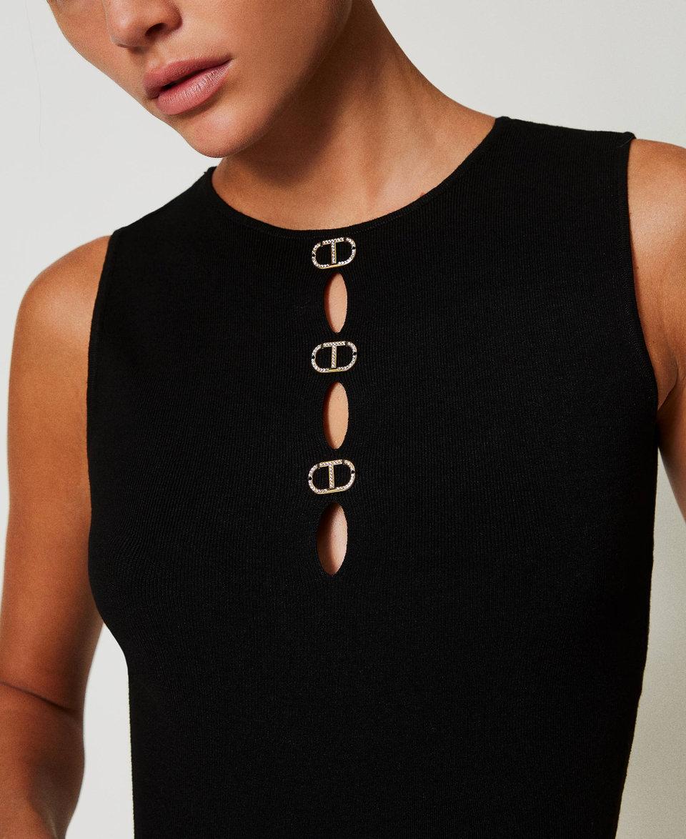 Twin Set Top doppio uso in maglia con Oval T