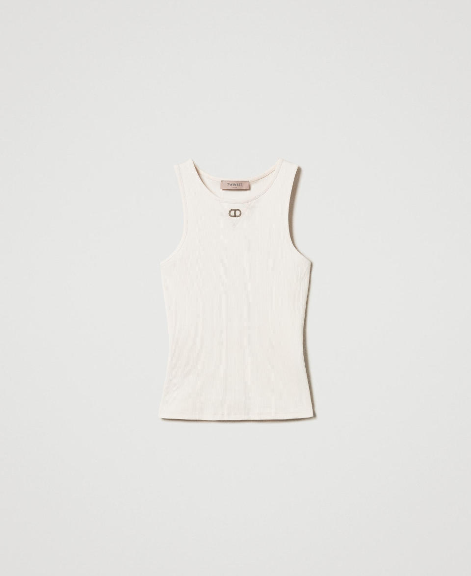 Twin Set Top Fitted A Costine Con Oval T