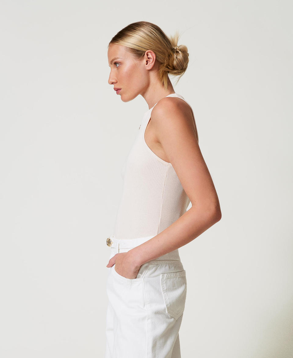 Twin Set Top Fitted A Costine Con Oval T