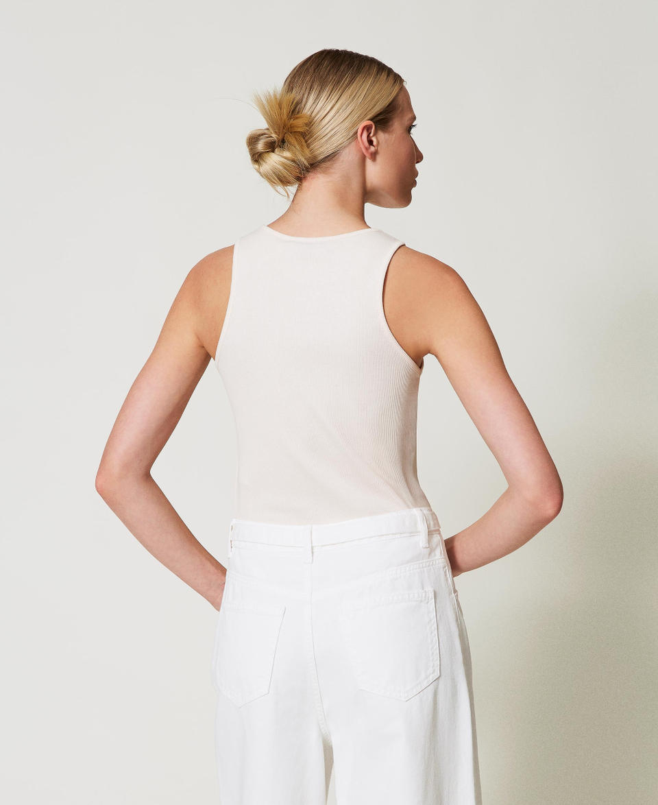 Twin Set Top Fitted A Costine Con Oval T